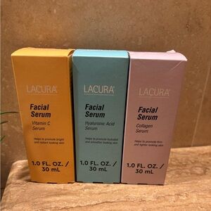 Lacura Vitamin C + Hyaluronic Acid + Collagen Facial Serum Set 3pc